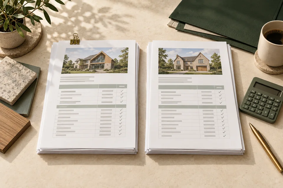 Illustrative project documents arranged on a desk